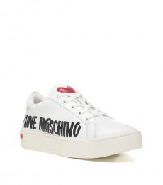 Love Moschino White Logo Print Sneakers