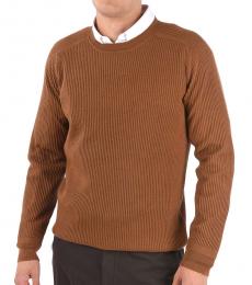 Brown Ury Silk Wool Crewneck Sweater
