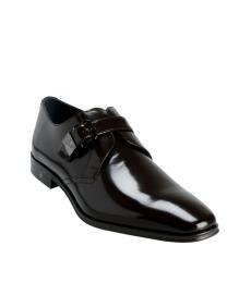 Versace Collection Brown Polished Leather Dress Shoes