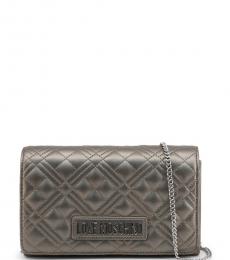 Love Moschino Grey Quilted Small Crossbody Bag
