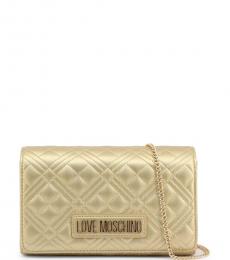 Love Moschino Golden Quilted Small Crossbody Bag