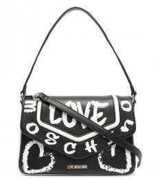 Love Moschino Black Printed Medium Shoulder Bag