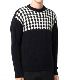 Black Wool Checker Knitted Jumper