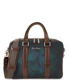 Robert Graham Navy Leaf-Print Large Briefcase Bag