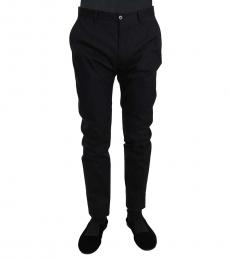 Black Cotton Stretch Formal Trousers