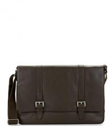 Cole Haan Brown Double Buckle Large Messenger Bag
