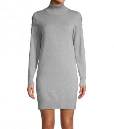 Michael Kors Light Grey Cutout-Sleeve Sweater Dress