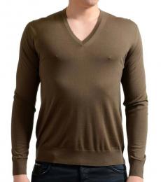 Prada Brown V-Neck Pullover Sweater