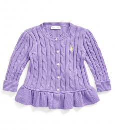 Ralph Lauren Baby Girls Purple Peplum Cardigan