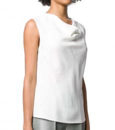 Emporio Armani White Cowl Neck Sleeveless Blouse