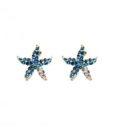 Gold-Blue Whale Starfish Earrings