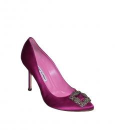 Manolo blahnik Pink Raspberry Hangisi Jeweled Heels