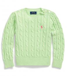 Ralph Lauren Little Girls Key Lime Cable-Knit Sweater