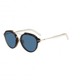 Christian Dior Havana-Rose Gold Logo Sunglasses