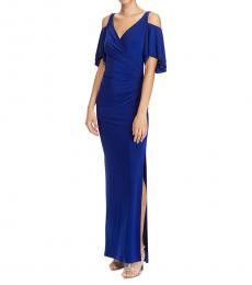 Ralph Lauren Parisian Blue Cold-Shoulder Jersey Gown
