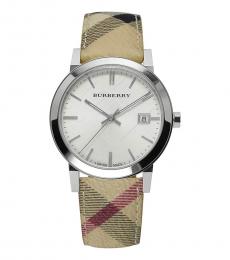 Burberry Beige-Brown Haymarket Check Dial Watch