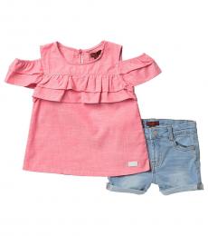 7 For All Mankind 2 Piece Top/Shorts Set (Little Girls)