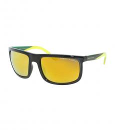 Black-Green-Orange Mirror Sunglasses