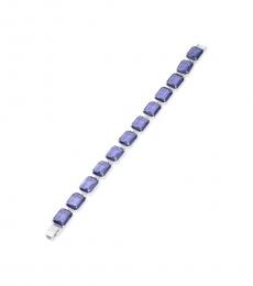 Purple Stone Flex Silver Tone Bracelet