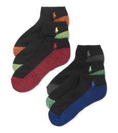 Ralph Lauren Black Athletic Celebrity Sport Socks 6-Pack