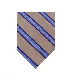 Beige Blue Stripe Classic Tie