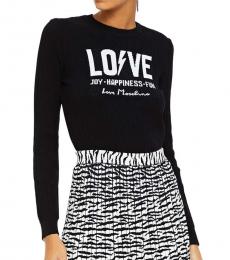 Love Moschino Black Jacquard And Ribbed-Knit Sweater