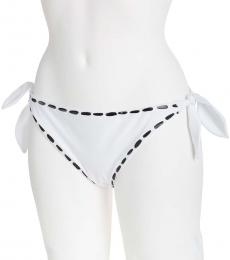 White Stylish Logo Bikini Bottom