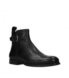 Santoni Black Ankle Leather Boots