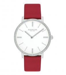 Coach Red Audrey White Dial Watch