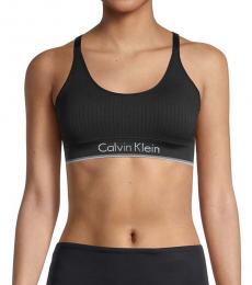 Calvin Klein Black Ribbed Logo Sports Bralette