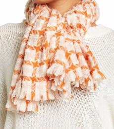 Vince Camuto Orange Houndstooth Woven Scarf