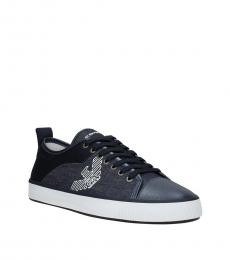 Blue Fabric Low Top Sneakers