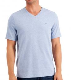 Michael Kors Light Blue Solid V-Neck T-Shirt
