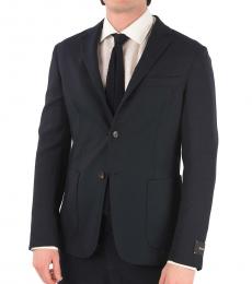 Dark Blue Wool Side Vents 2-Button Blazer