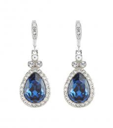 Silver Blue Stone Drop Earrings