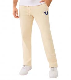 True Religion Beige Logo Straight Leg Sweat Pant