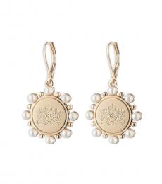 Ralph Lauren Golden Logo Coin Drop Earrings