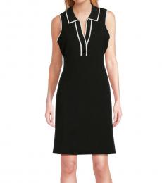 Karl Lagerfeld Black Spread Collar Tipped Minidress

