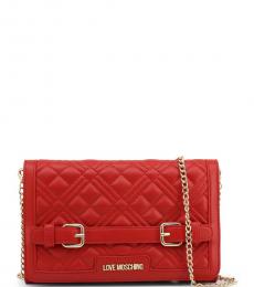 Love Moschino Red Quilted Small Crossbody Bag