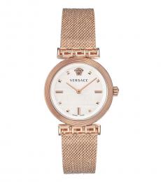 Versace Rosr Gold Meander White Dial Watch