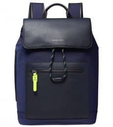 Michael Kors Navy Brooklyn Flap Large Backpack