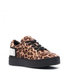 Love Moschino Leopard Print Logo Low Top Sneakers