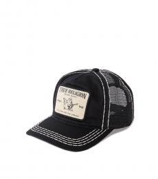 True Religion Black Big T Trucker Hat