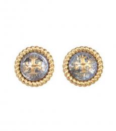 Tory Burch Golden Crystal Clear Signature Earrings