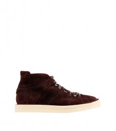 Dolce & Gabbana Maroon High-Top Boots