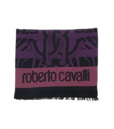 Roberto Cavalli Purple Tiger Print Scarf
