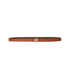 Ralph Lauren Tan-Dark Brown Reversible Monogram-Buckle Belt