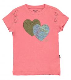 DKNY Girls Rose Flip Sequin Hearts T-Shirt