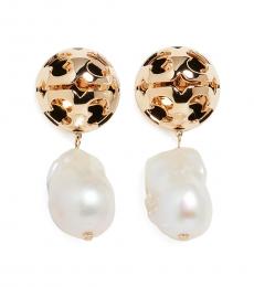Golden Abstract Pearl Earrings