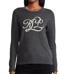 Ralph Lauren Dark Grey Intarsia-Knit-Logo Sweater